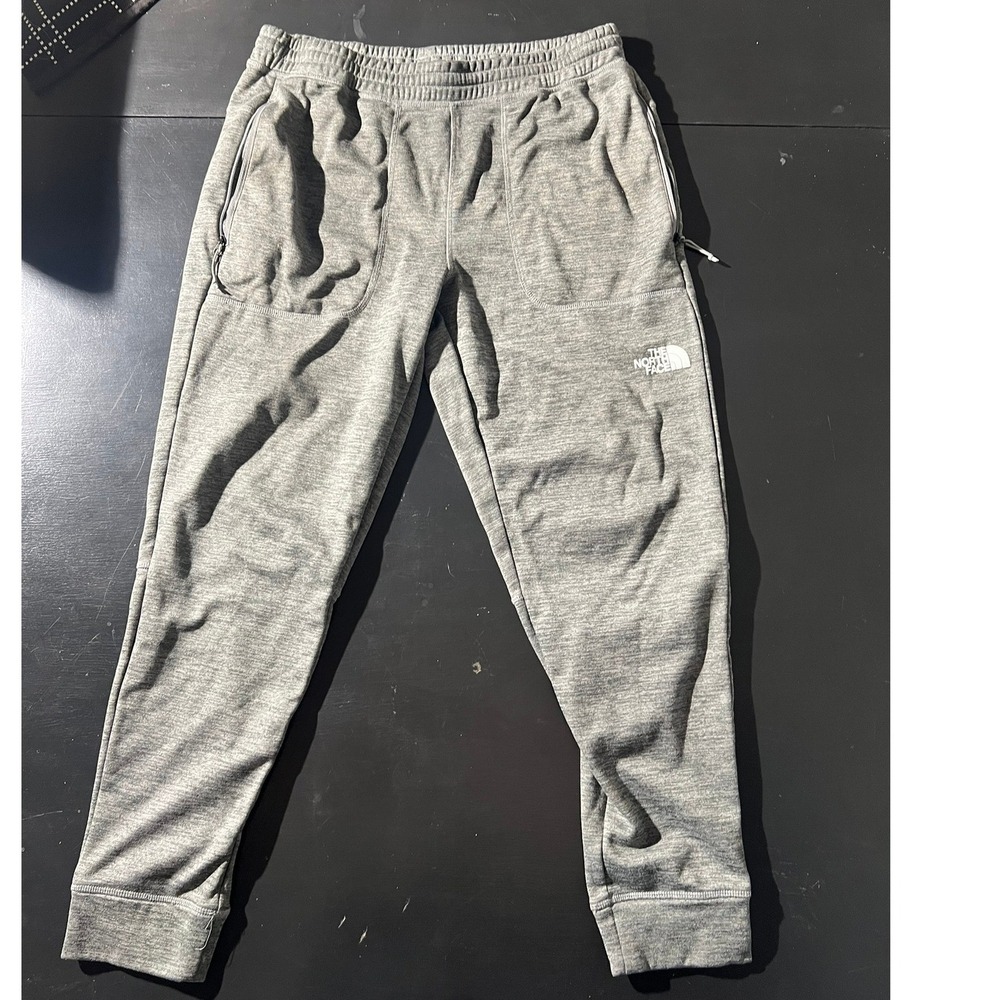 The North Face Mens Grey Heather Fleece Joggers Sweatpants‎ Small Tapered Leg
